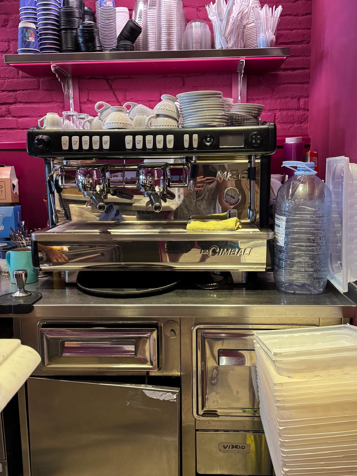 Commercial espresso machine on a cafe counter